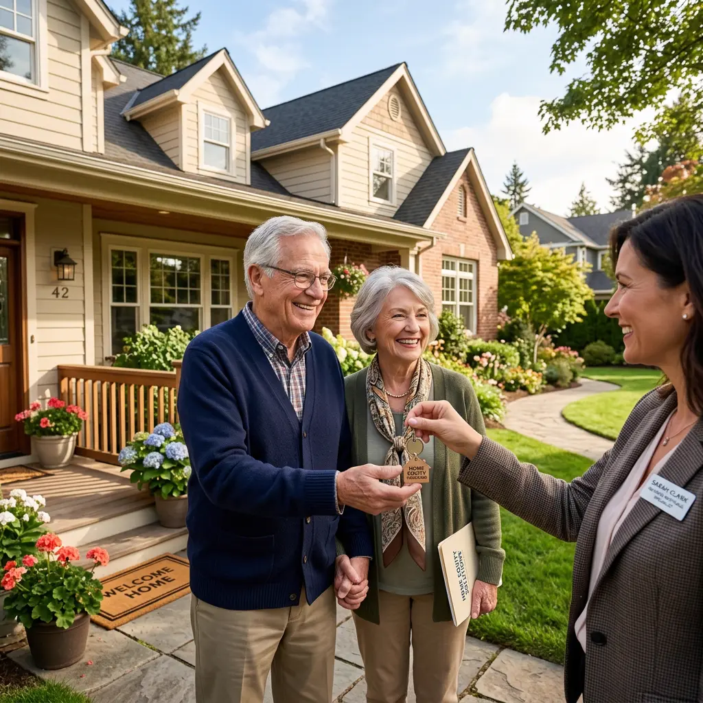 Elderly Couple in Front of Home